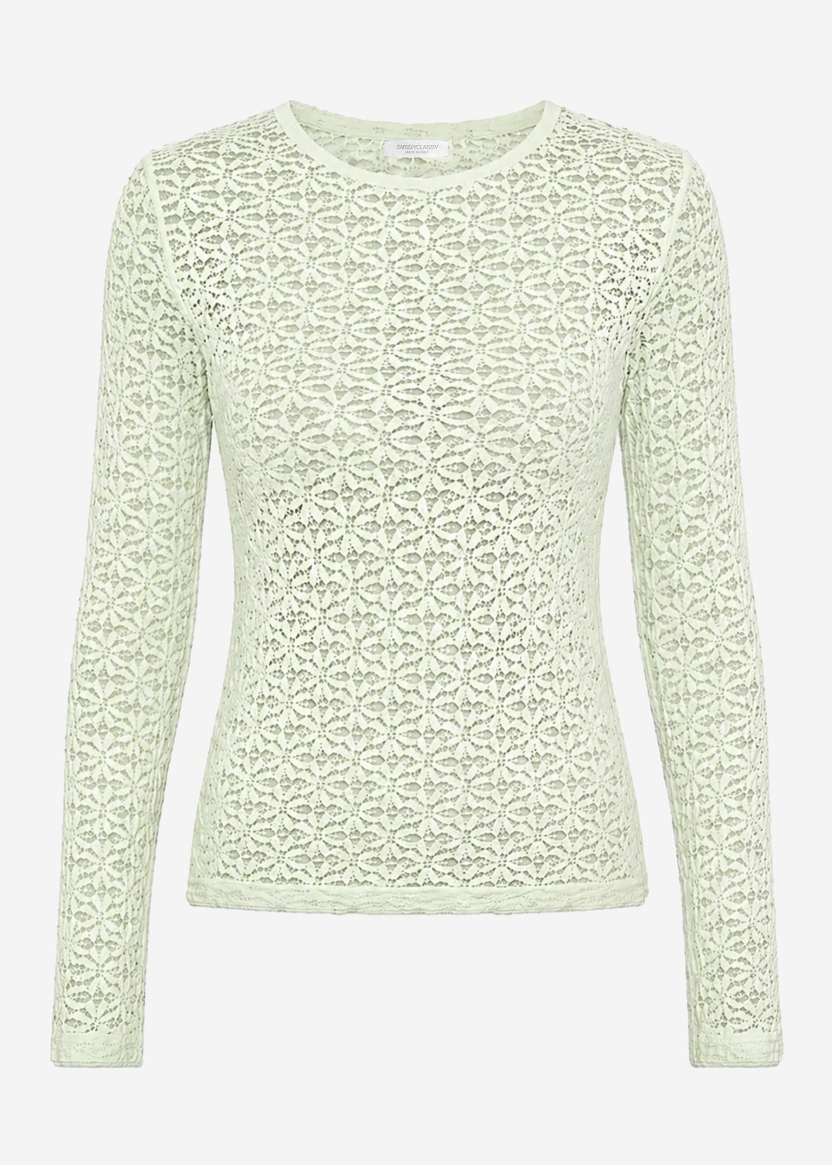 Langarmshirt aus floraler Spitze - salbeigrün