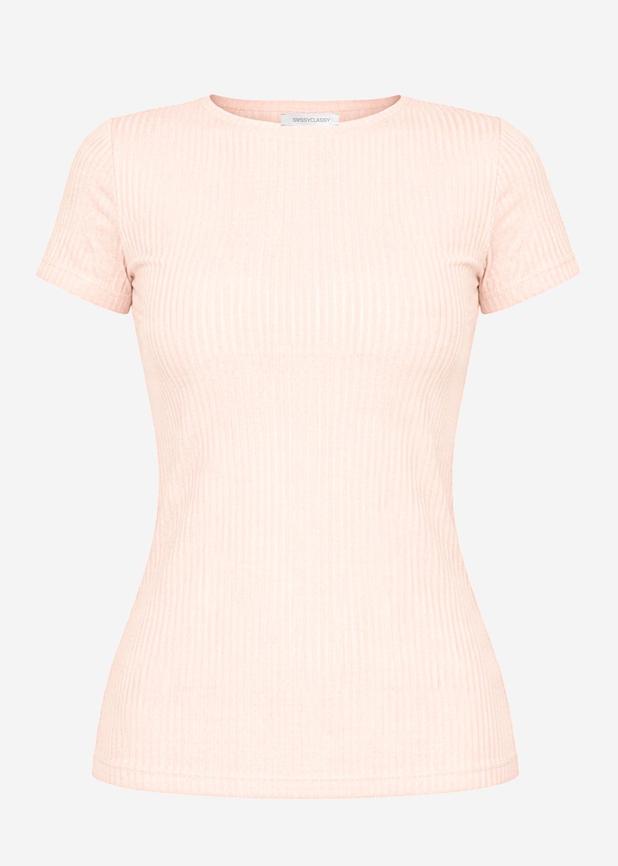 T-Shirt in geripptem Jersey - rosa