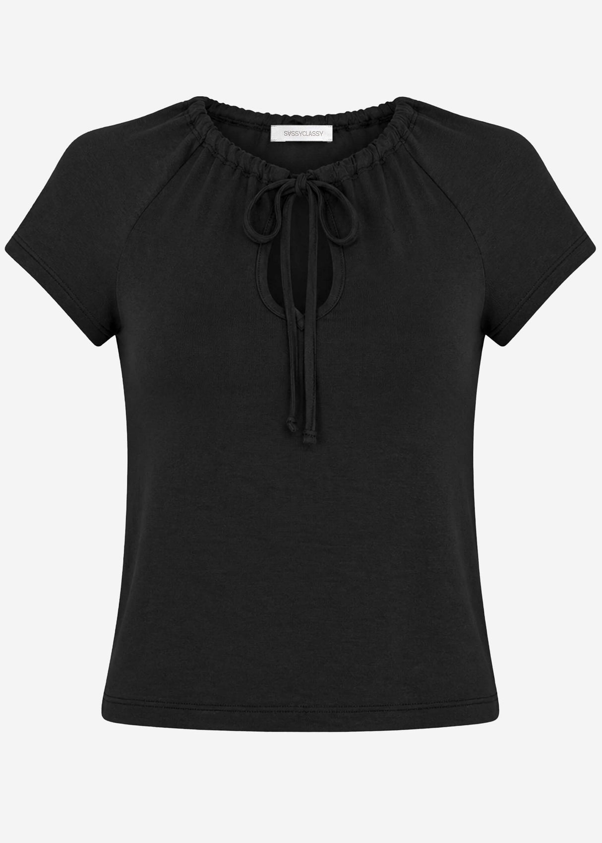 T-Shirt mit Tropfenausschnitt - schwarz