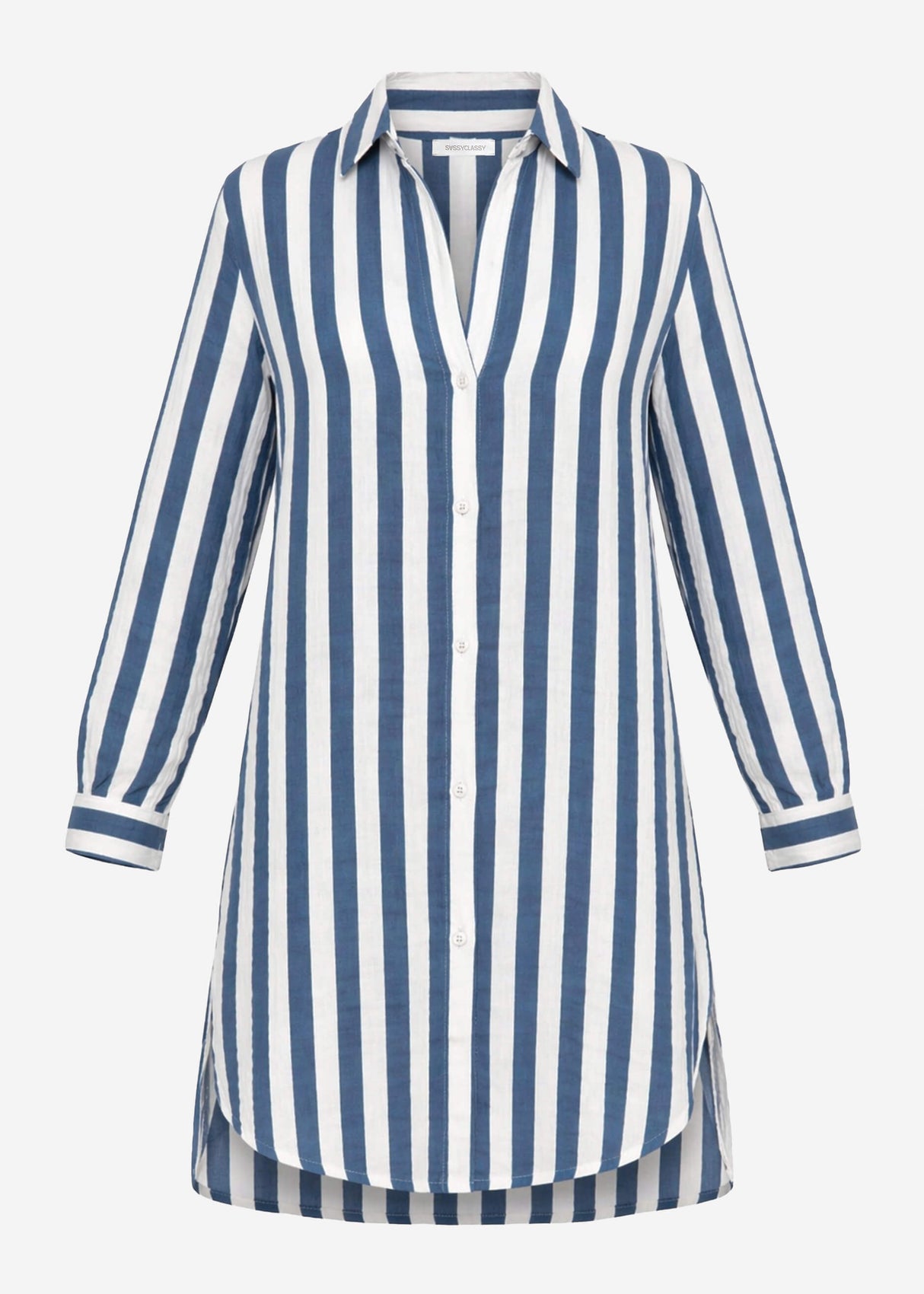 Gestreiftes Strandkleid - jeansblau-offwhite