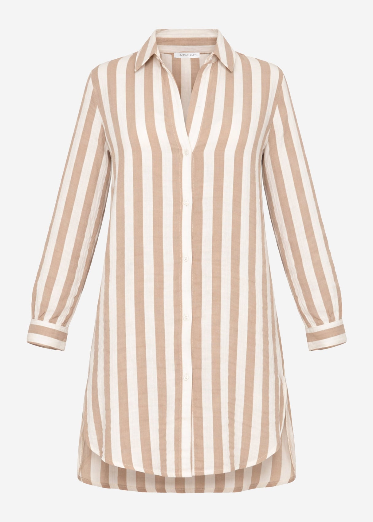 Gestreiftes Strandkleid - taupe-offwhite