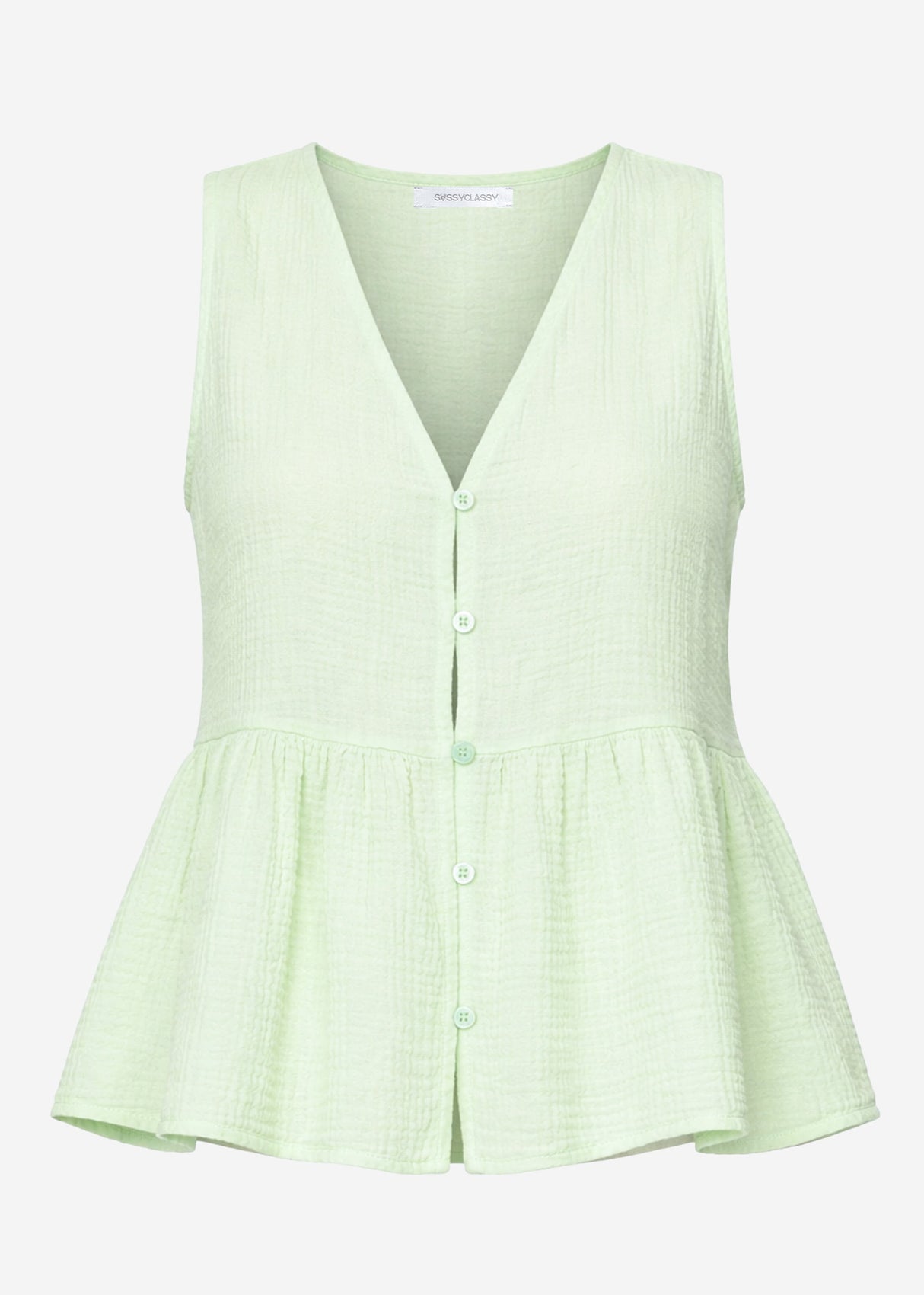 Musselin Top mit Volant - hellgrün