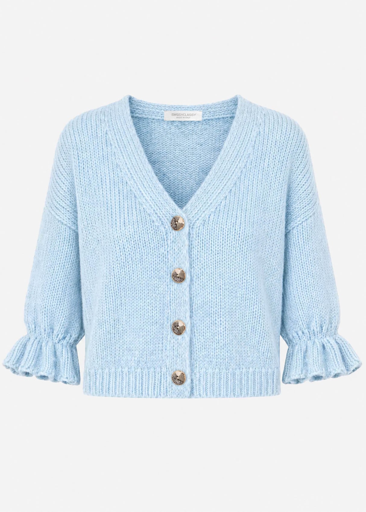 Strickjacke mit 3/4-Ärmeln - hellblau
