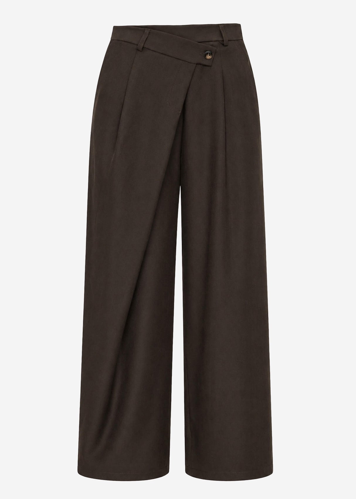 Hose mit Bundfalten und asymmetrischem Design - braun
