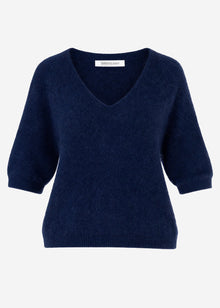 Strickoberteil mit V-Ausschnitt - dunkelblau