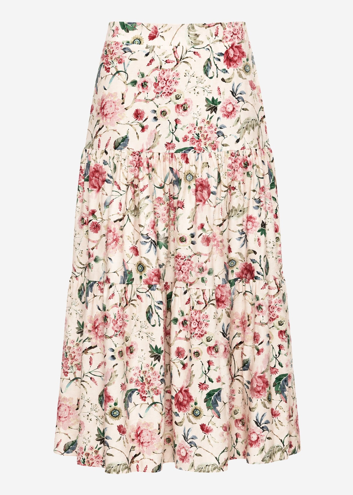 Maxi Rock mit Blümchendruck - beige