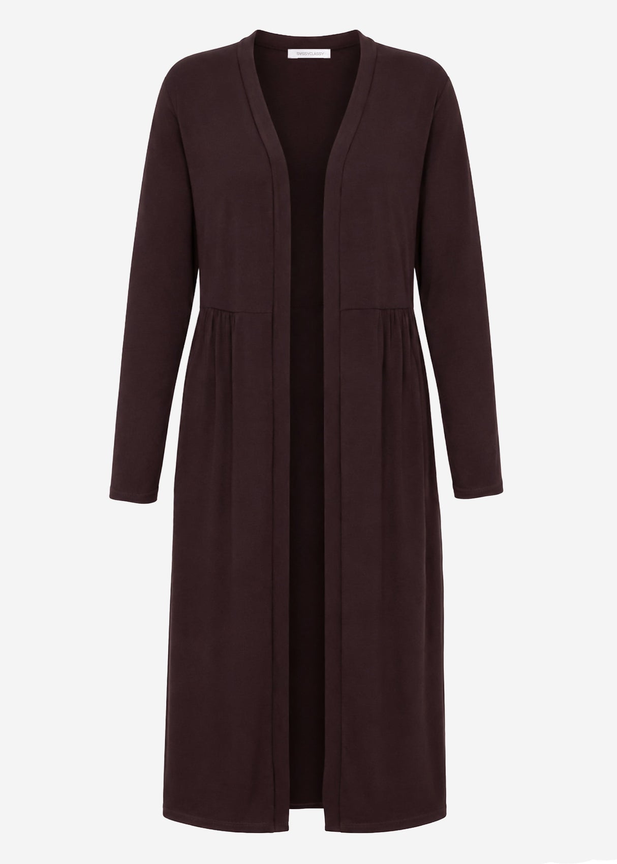 Maxi-Cardigan aus fließendem Jersey - schokobraun