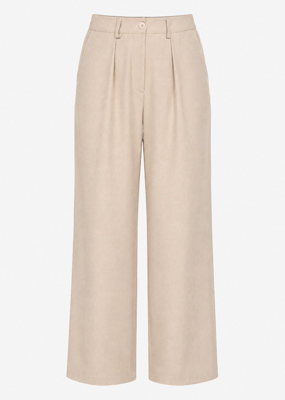 Weite Hose mit Bundfalten - beige