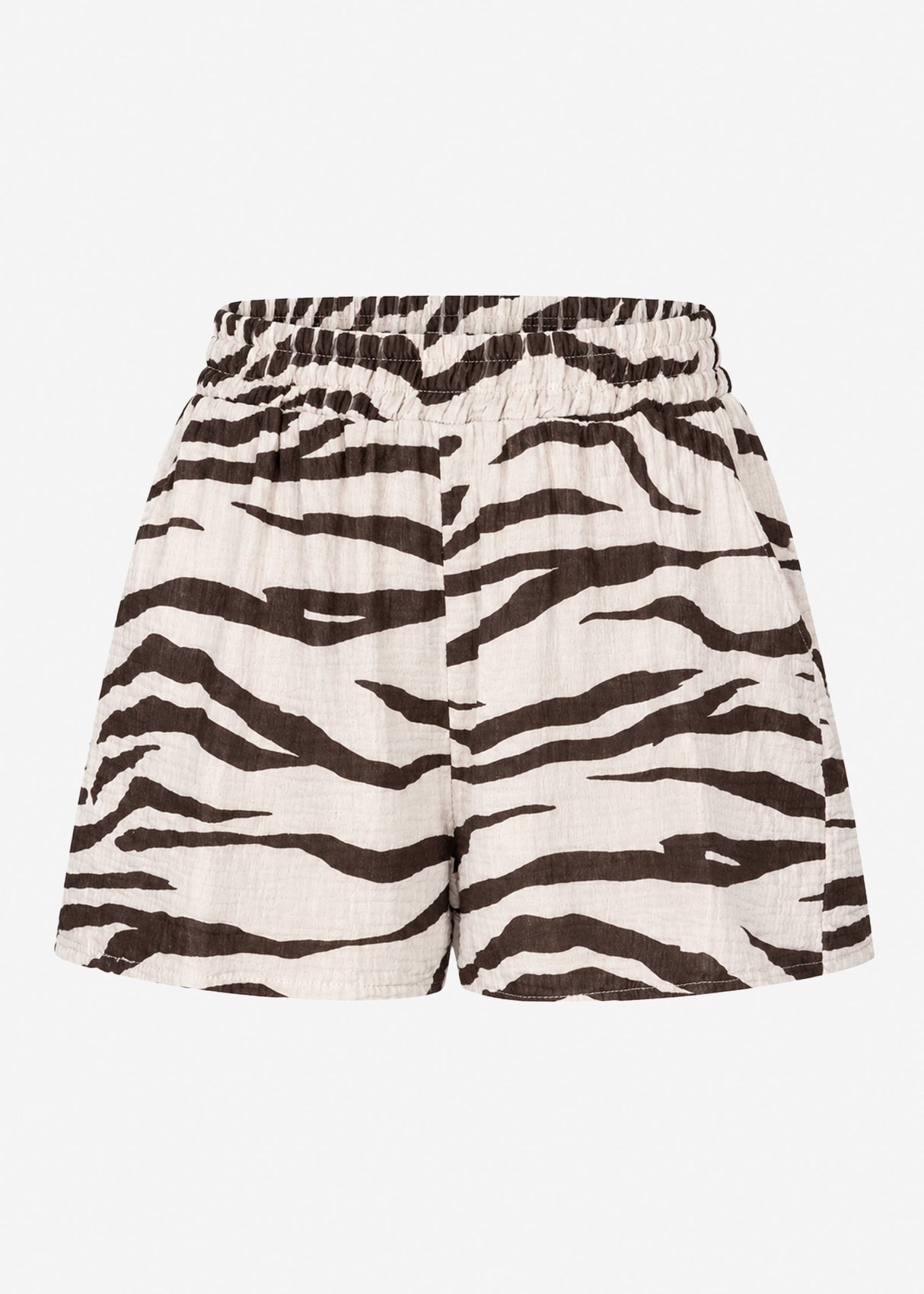 Musselin Shorts mit Zebra-Print - beige-braun