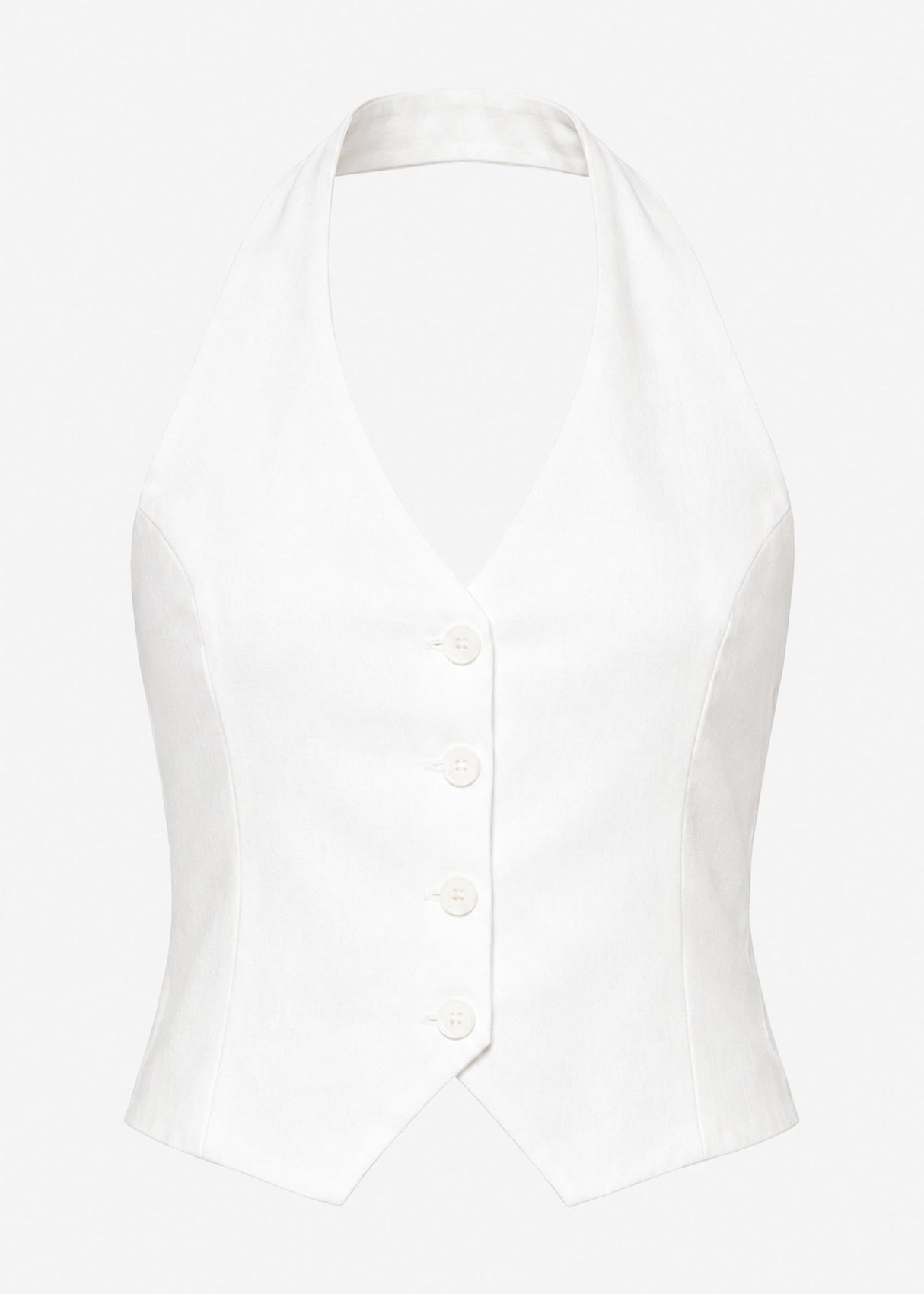 Neckholder-Top mit Knopfleiste - weiß