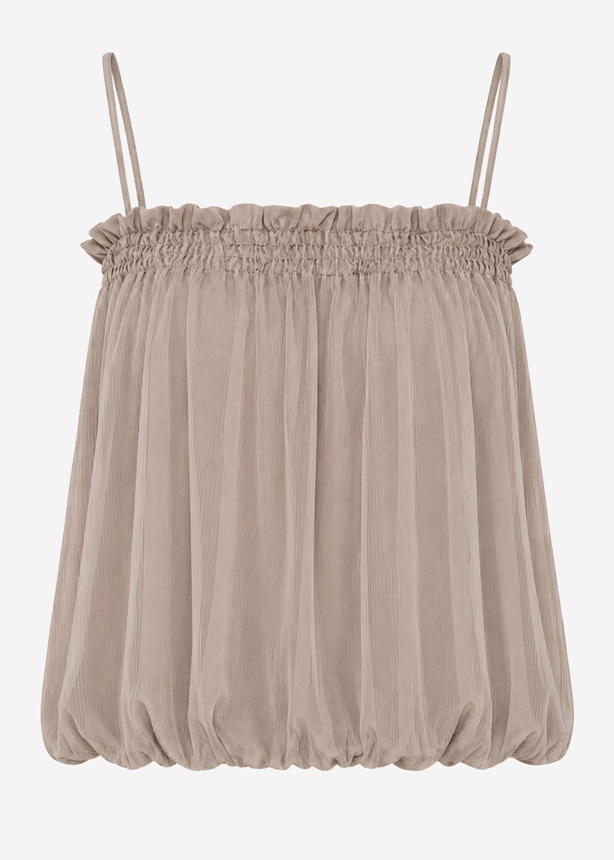 Chiffon Top mit Spaghettiträgern - taupe