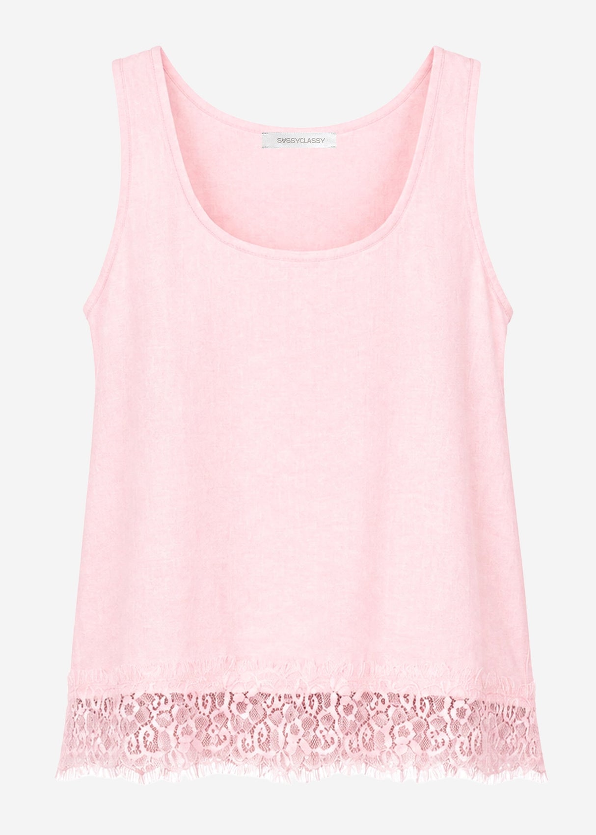 Trägertop mit Spitzenbesatz - rosa