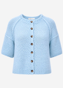 Kurzarm Cardigan mit Außennähten - hellblau