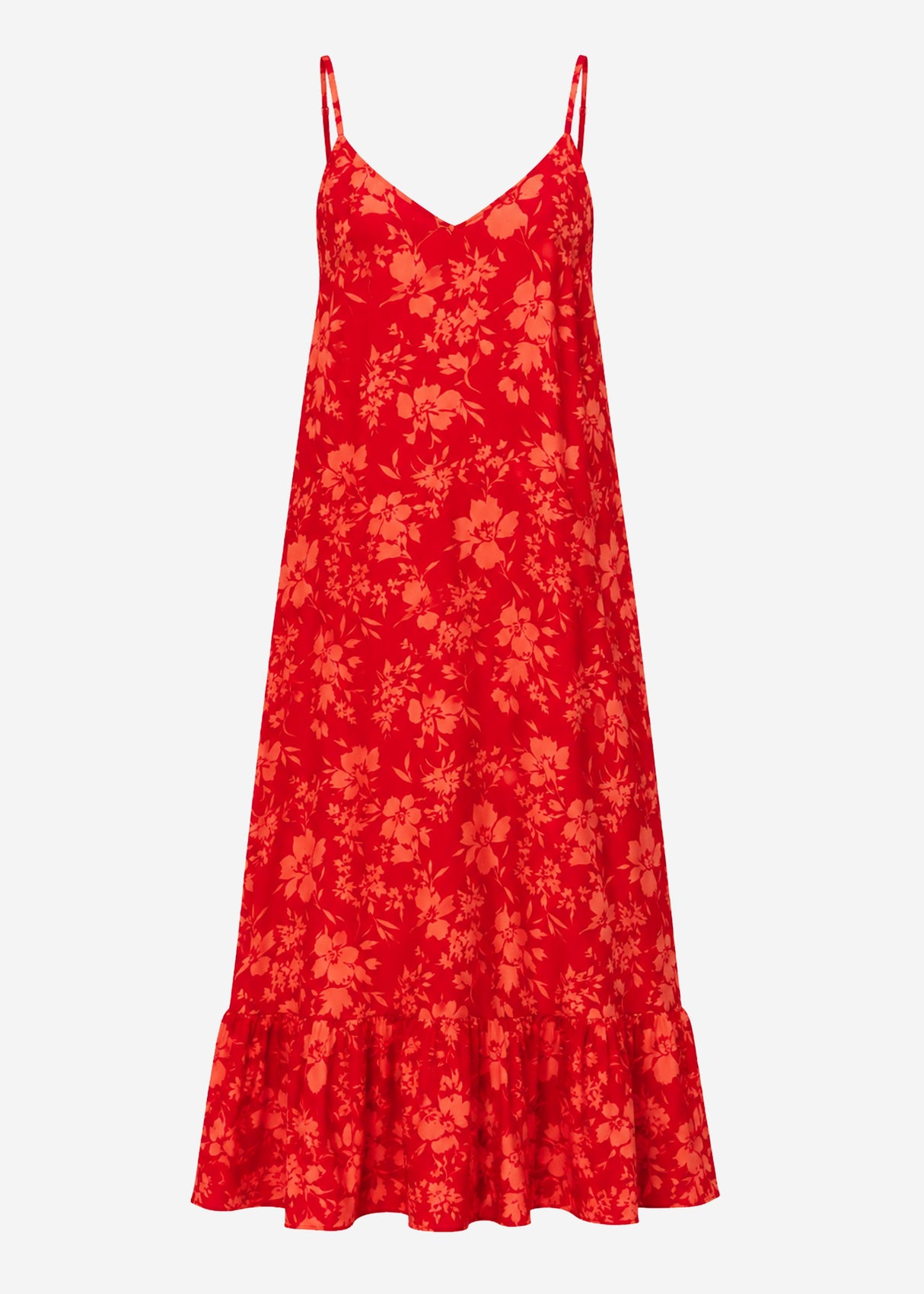 Maxikleid mit Blumenmuster - rot