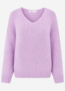 Oversize Pullover mit V-Ausschnitt - lavendel
