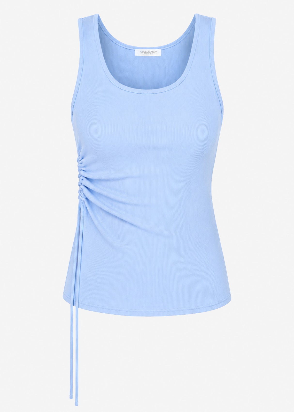 Ripp Tank Top mit Raffung - blau