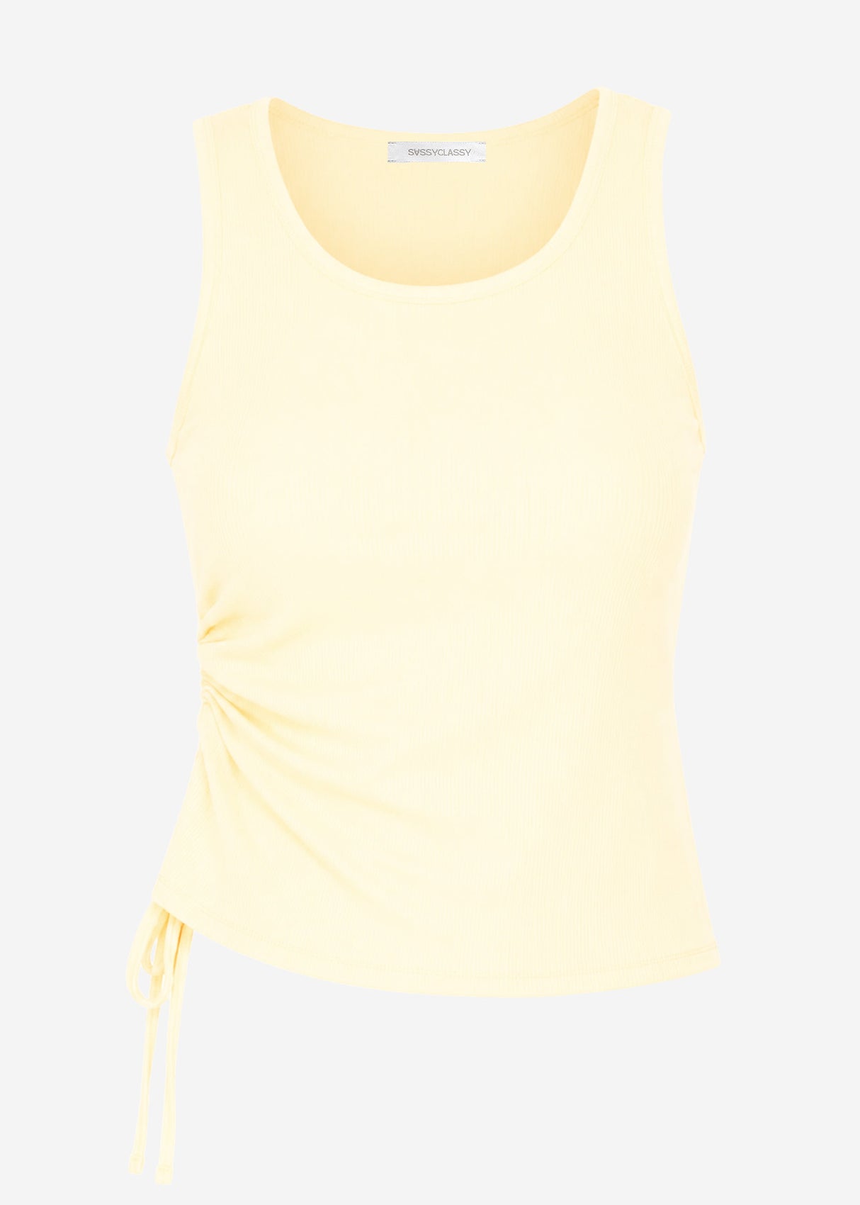 Ripp Tank Top mit Raffung - gelb