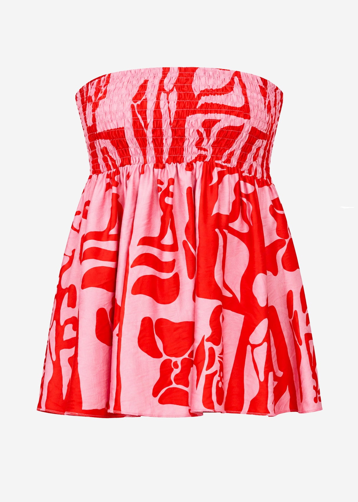 Bandeau Top mit Kunstprint - pink-rot