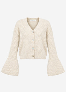 Strickjacke mit Trompetenärmeln - beige