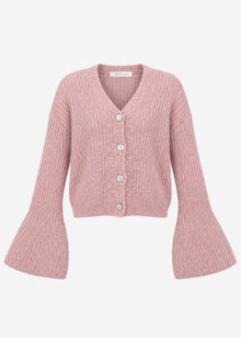 Strickjacke mit Trompetenärmeln - altrosa