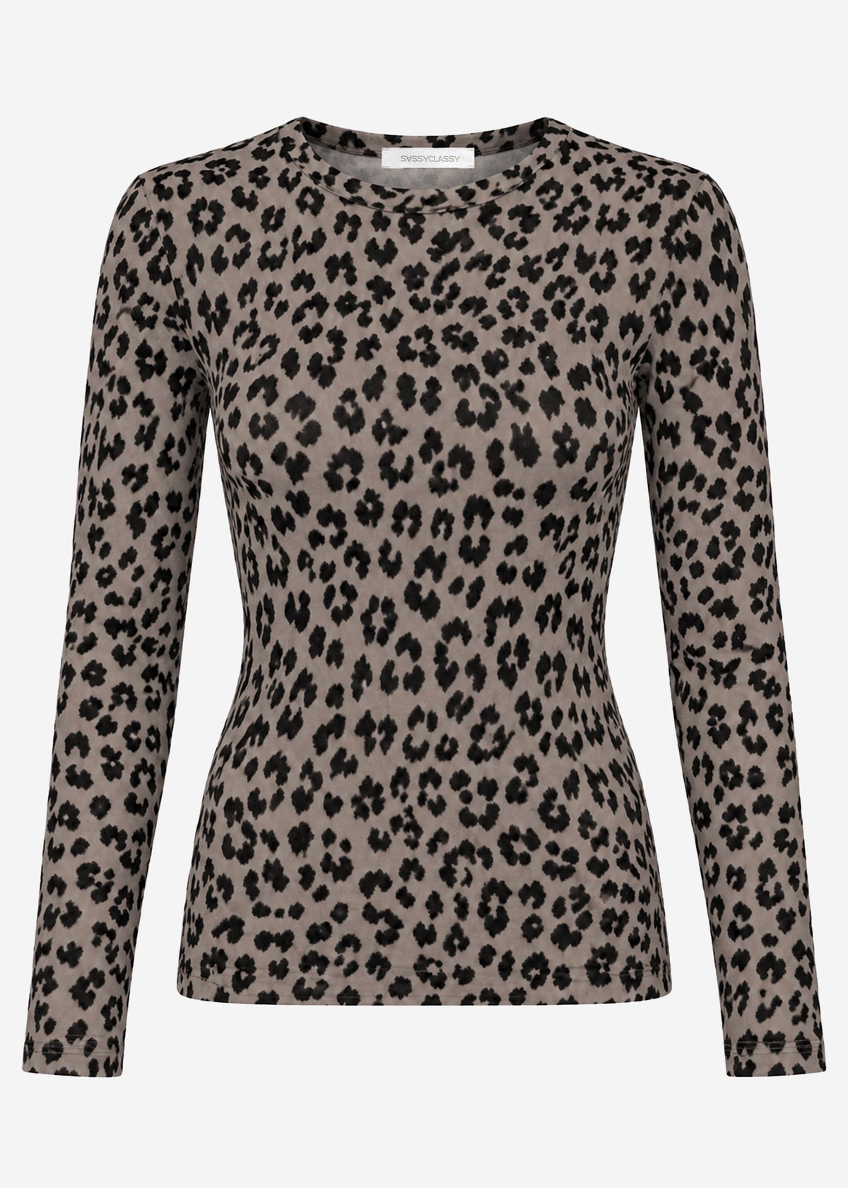 Langarmshirt mit Leo-Print - braun