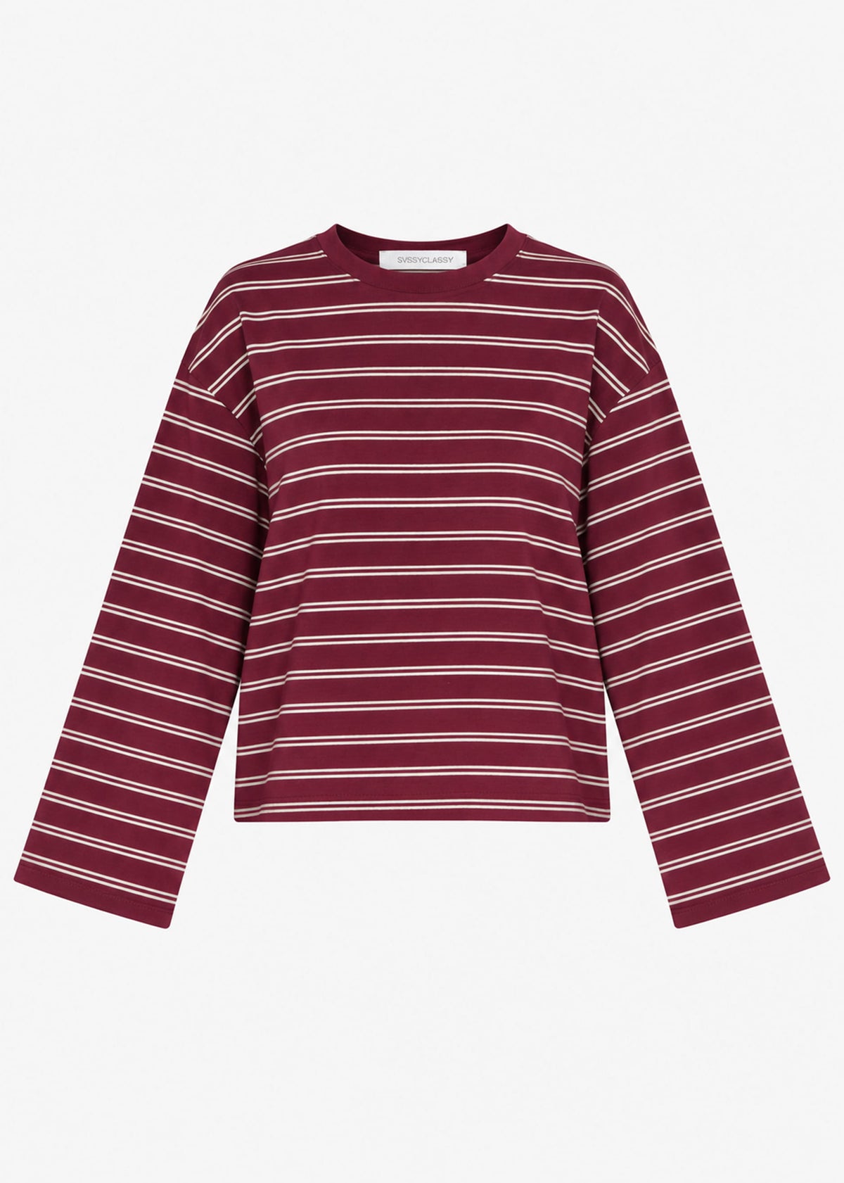 Gestreiftes Langarmshirt mit weiten Ärmeln - burgundy