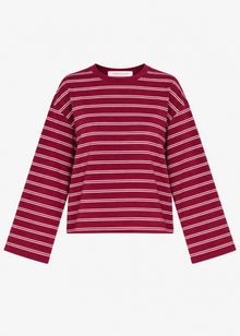 Gestreiftes Langarmshirt mit weiten Ärmeln - burgundy