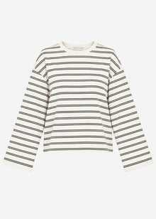 Striped long-sleeved top with wide sleeves - off-white