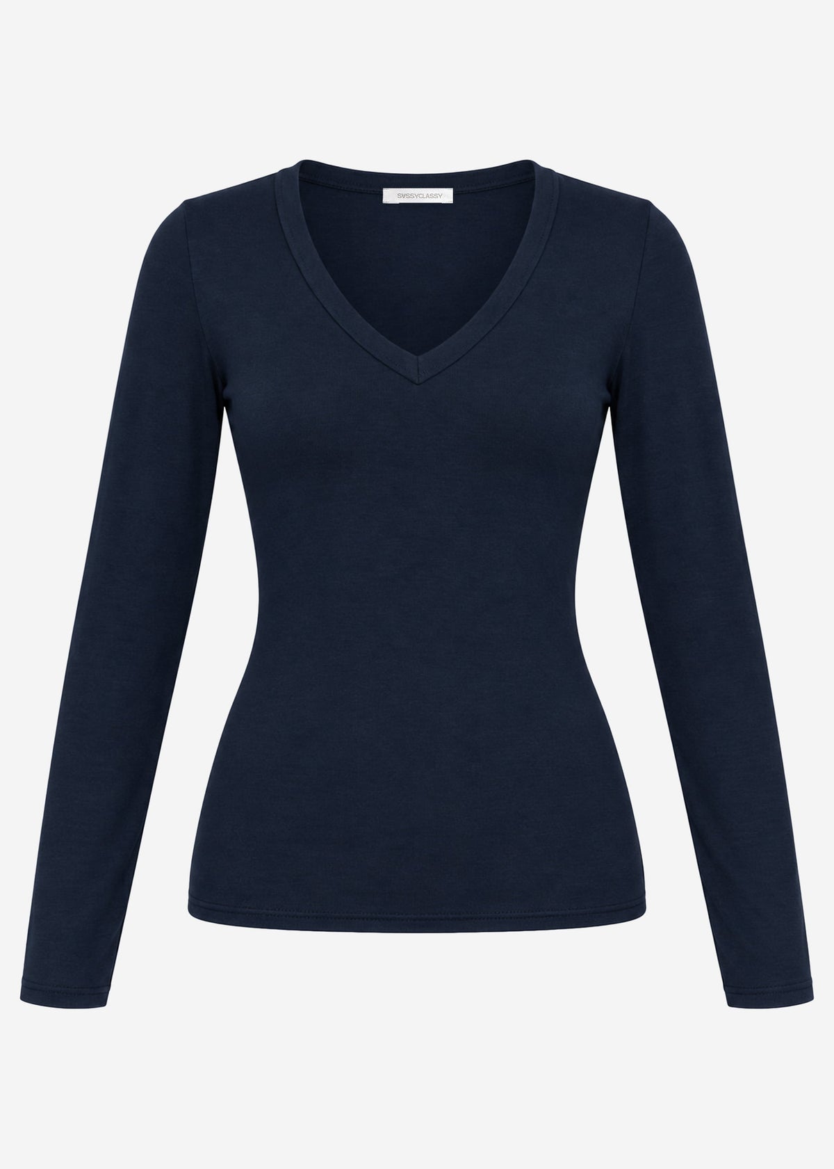 Langarmshirt mit V-Ausschnitt - dunkelblau