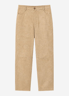 Faux suede barrel-leg trousers - beige