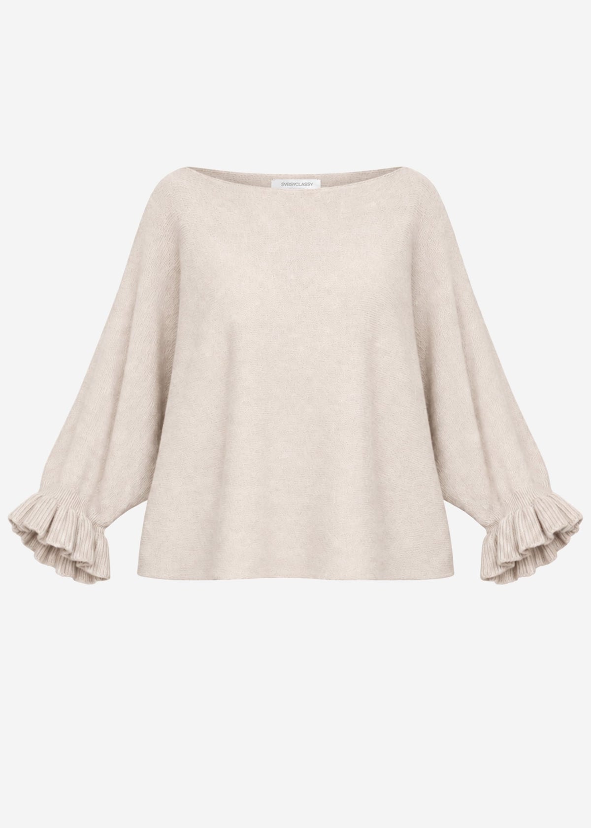 Oversize Pullover mit U-Boot Ausschnitt - beige