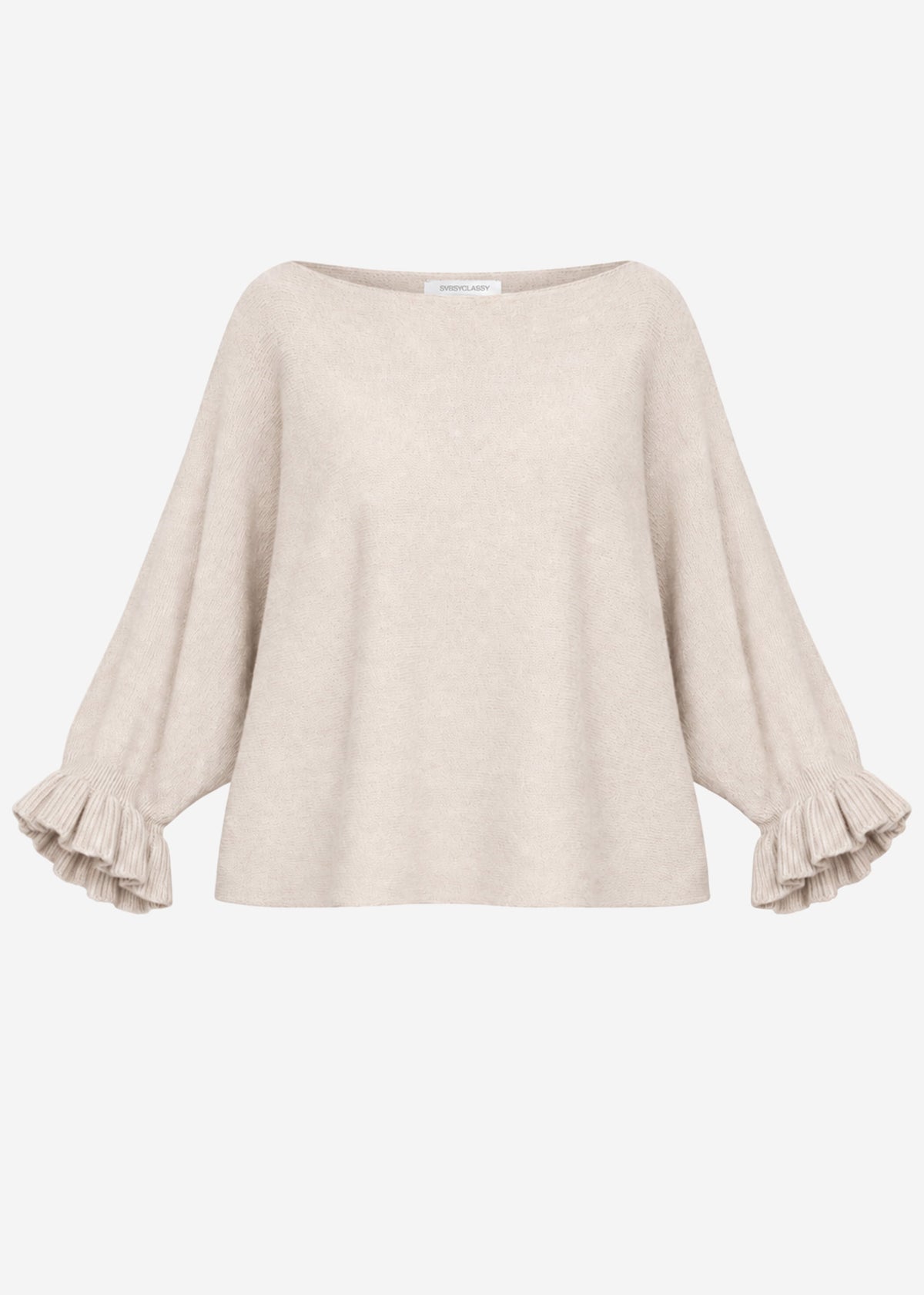 Oversize Pullover mit U-Boot Ausschnitt - beige