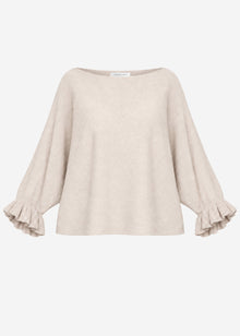 Oversize Pullover mit U-Boot Ausschnitt - beige