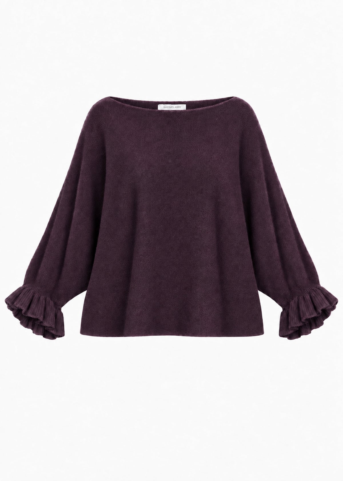 Oversize Pullover mit U-Boot Ausschnitt - plum