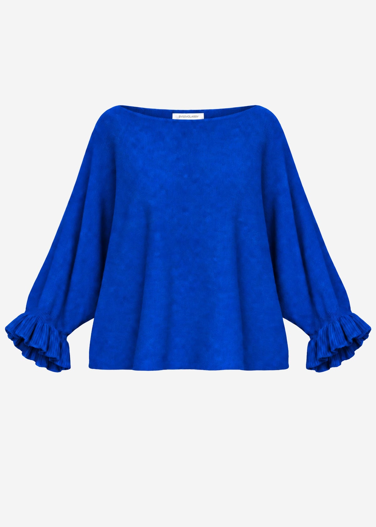 Oversize Pullover mit U-Boot Ausschnitt - kobaltblau