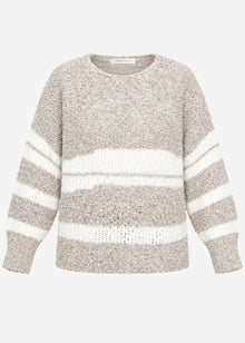 Bouclé Pullover mit Streifenmuster - greige
