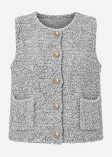 Bouclé waistcoat with pockets - light grey