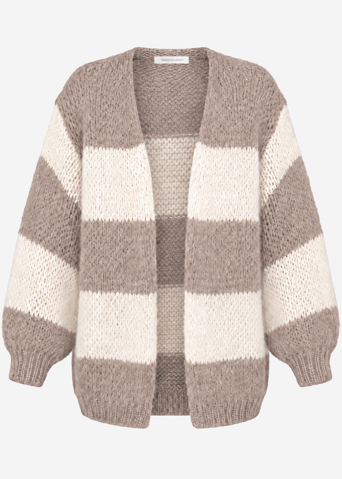 Gestreifter oversize Cardigan - taupe