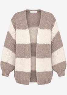 Gestreifter oversize Cardigan - taupe
