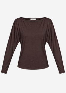 Long-sleeved top with batwing sleeves - brown