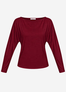 Long-sleeved top with batwing sleeves - burgundy