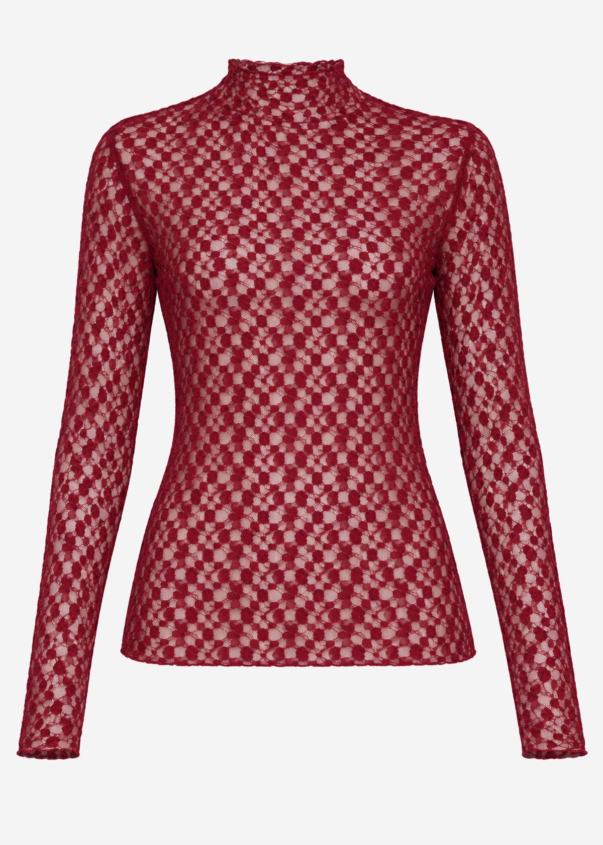Lace long sleeve top - burgundy