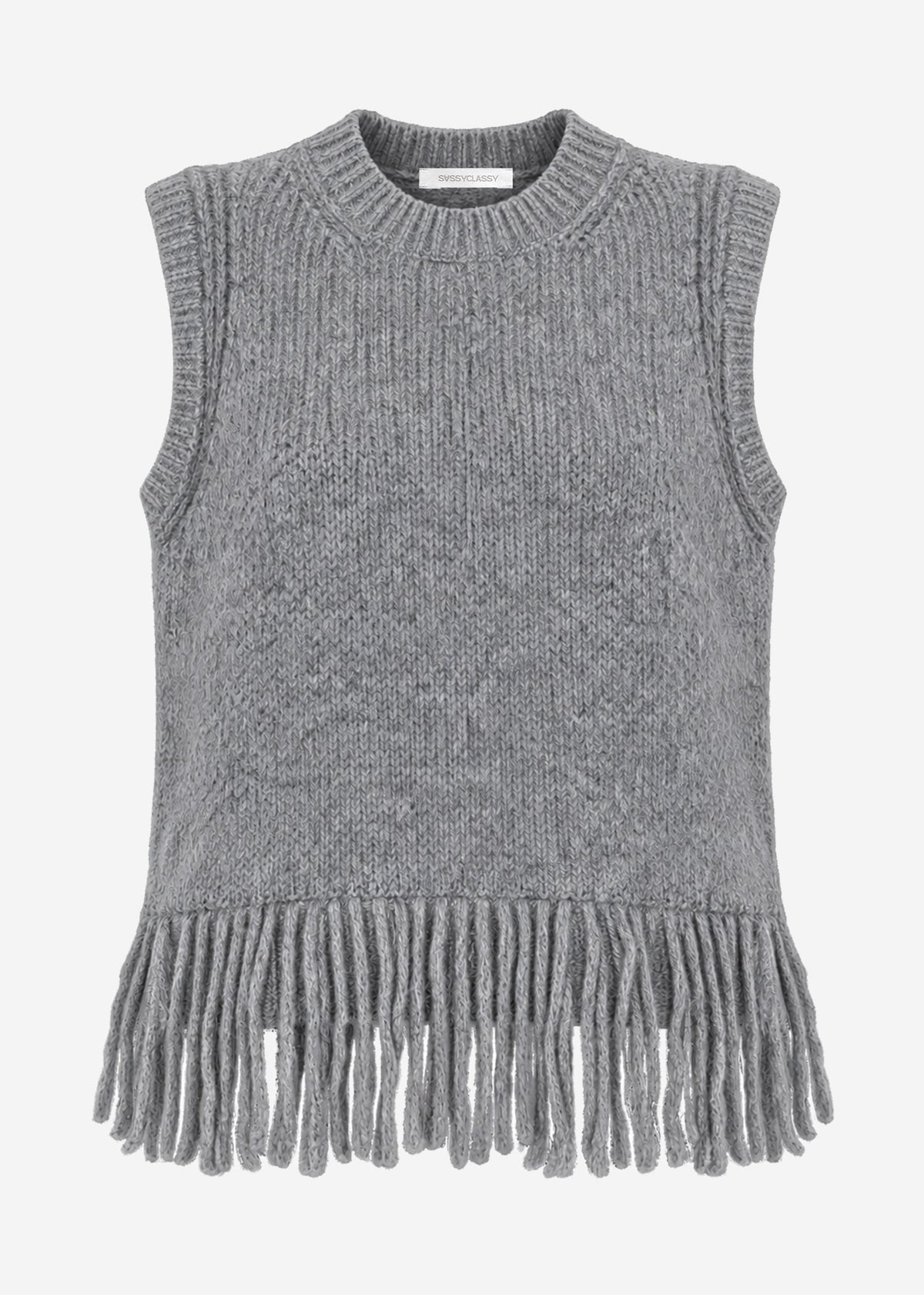 Slipover with fringes - grey