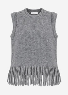 Sleeveless jumper with fringing - grey