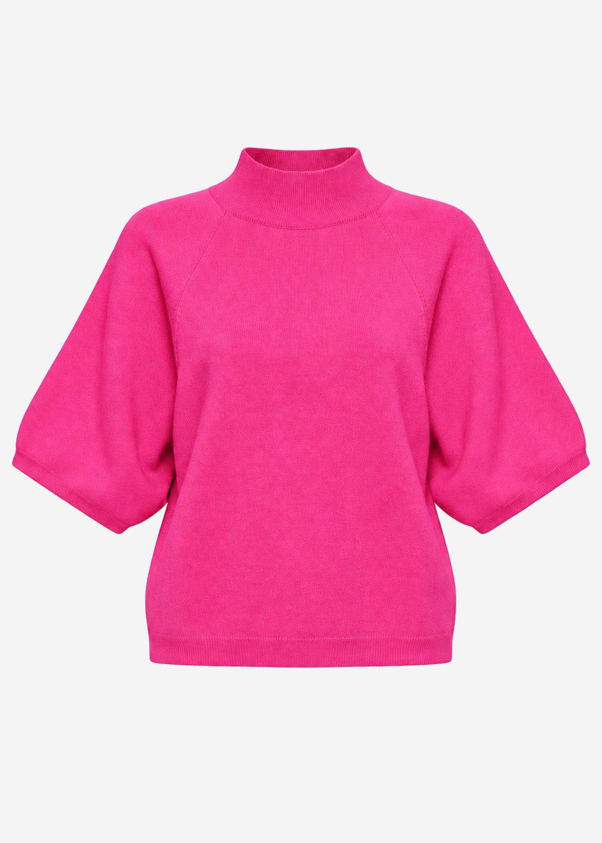 Short-sleeved knit jumper with wide raglan sleeves - pink