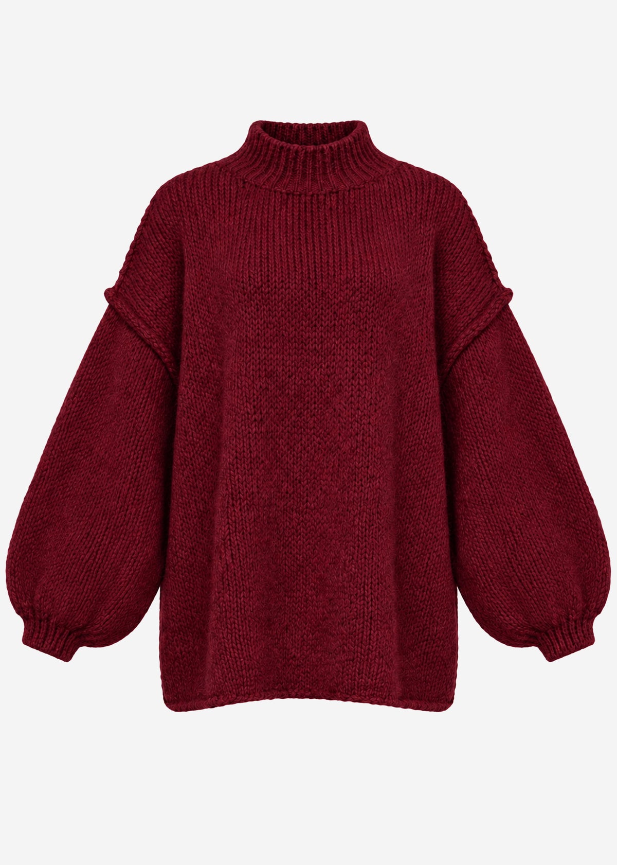 Oversized Grobstrickpullover - burgundy