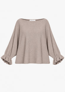 Oversize Pullover mit U-Boot Ausschnitt - taupe