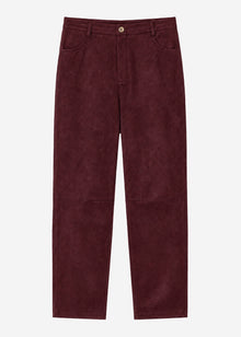 Faux suede barrel-leg trousers - bordeaux