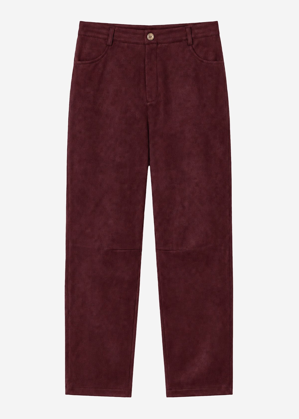 Barrel-Leg Hose in Wildlederoptik - burgundy