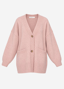 Oversize Cardigan mit Taschen - puderrosa